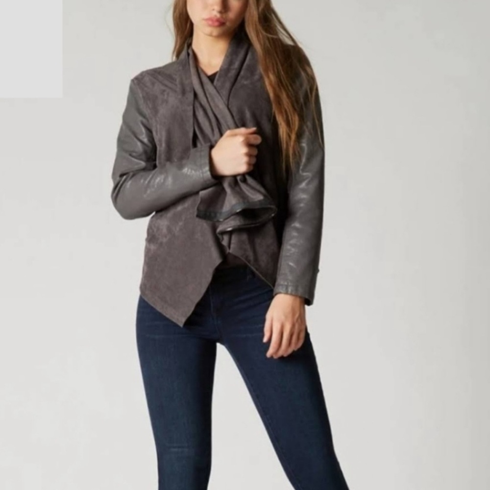 Gorgeous Blank NYC Charcoal draped moto jacket